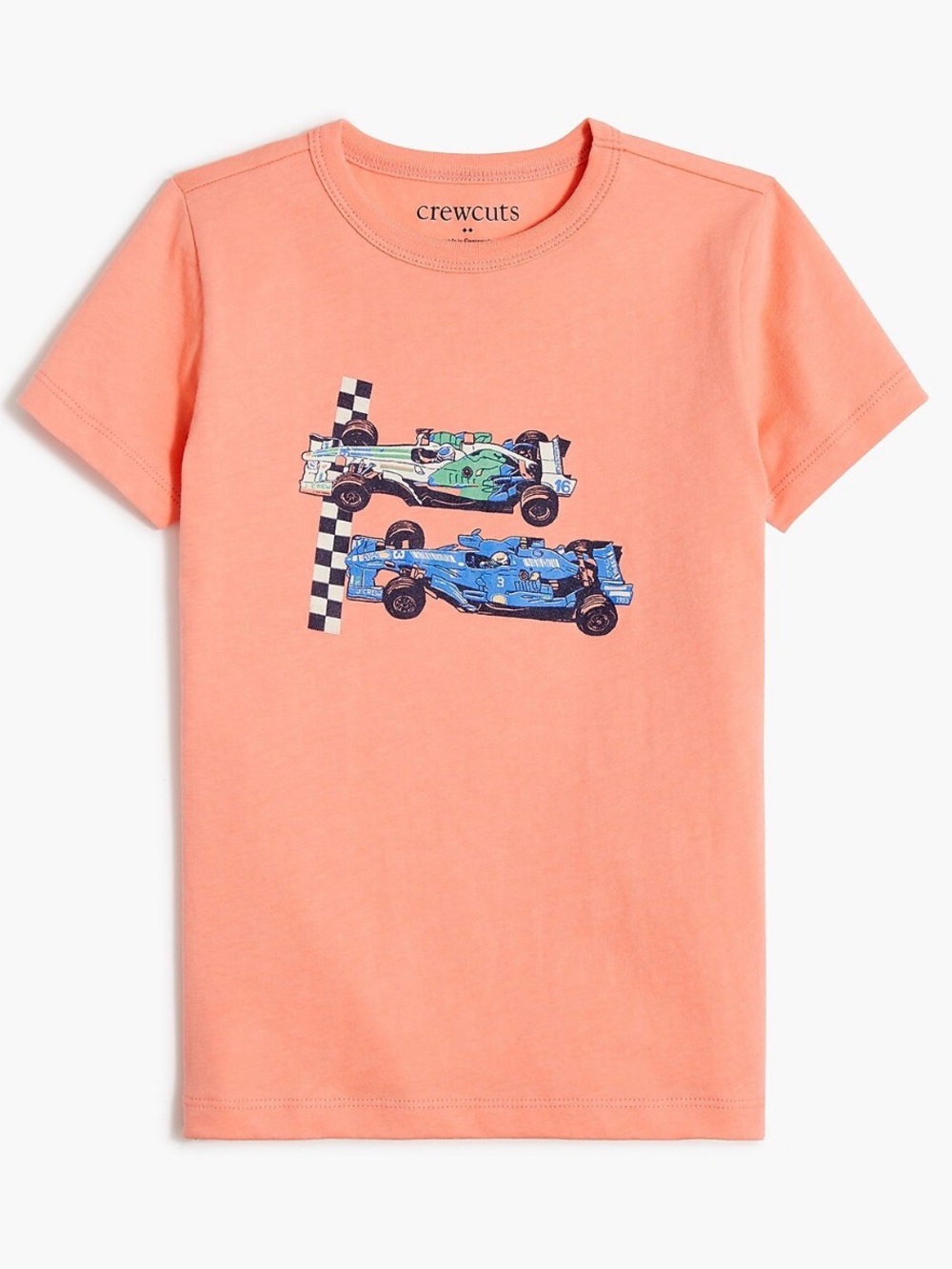 J. Crew Crewcuts Boys T-shirt Racecar Orange Coral Small